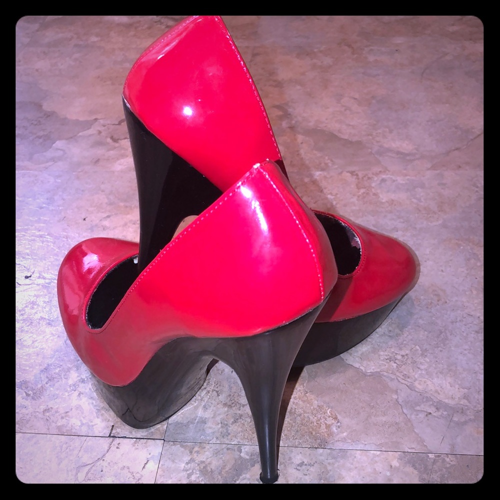 Red patent leather heels